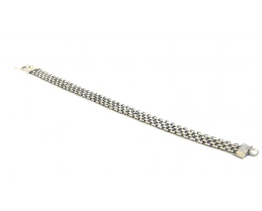 Silver Oxidized Chain Bracelet Wristlet Wristband Cuff Fashion Novelty 7 inches